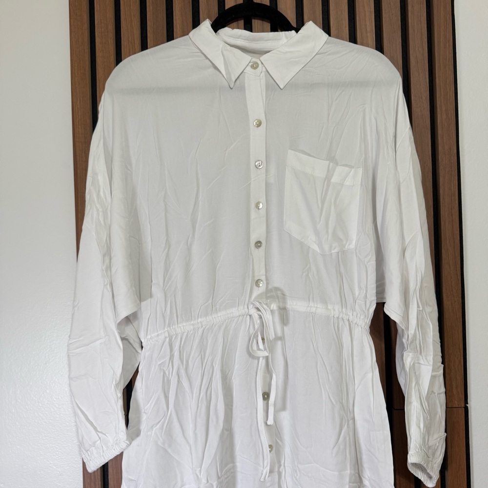 White Button-Down Midi Dress - Picture 4 of 9